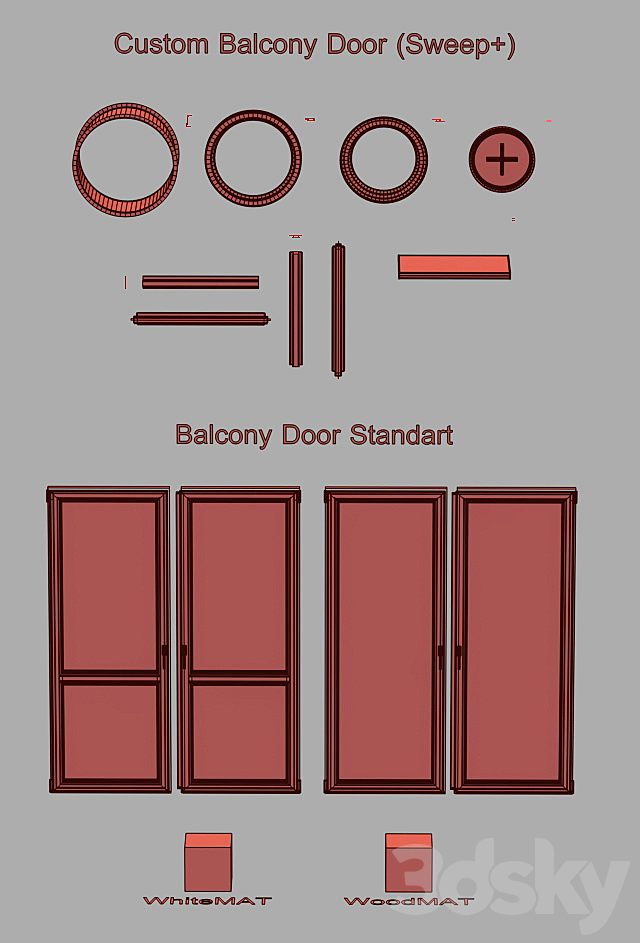 Design for balcony doors 3DS Max Model - thumbnail 3