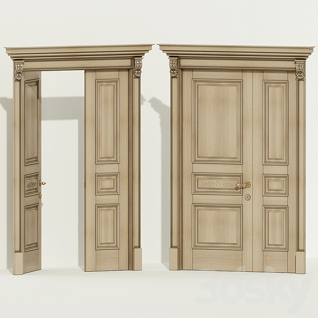 Door classic two-field 3DS Max Model - thumbnail 1