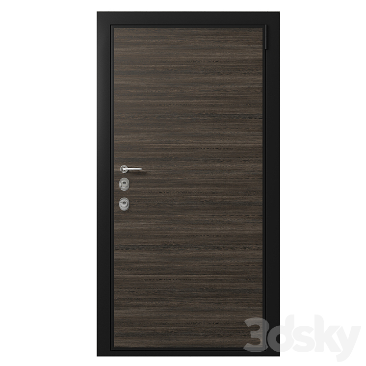 Door entrance metal with wooden decorative plate 3DS Max - thumbnail 1