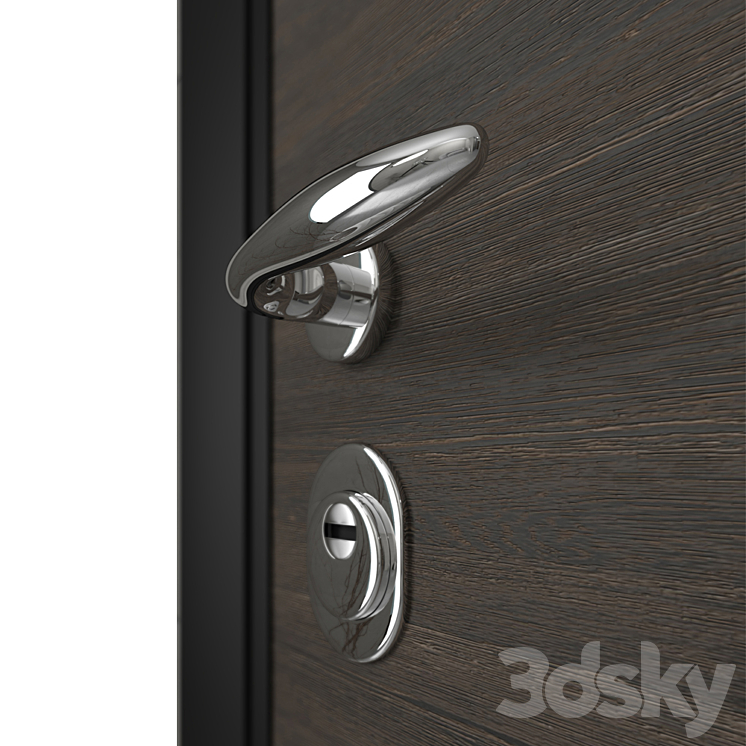 Door entrance metal with wooden decorative plate 3DS Max - thumbnail 2