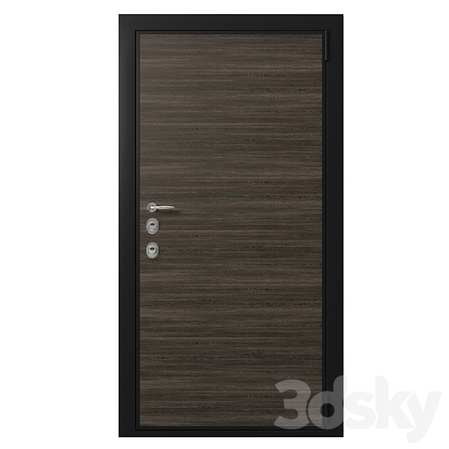 Door entrance metal with wooden decorative plate 3DSMax File - thumbnail 1