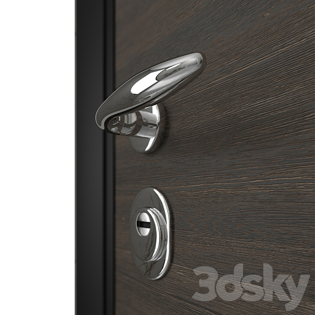 Door entrance metal with wooden decorative plate 3DSMax File - thumbnail 2