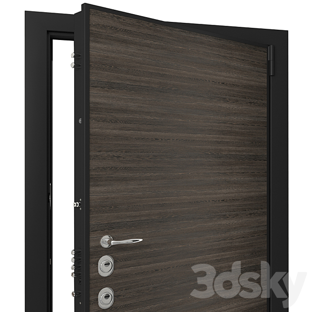 Door entrance metal with wooden decorative plate 3DSMax File - thumbnail 3