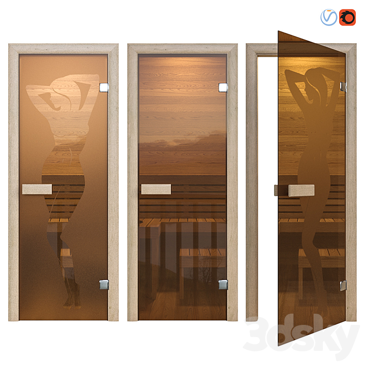 Door glass for a sauna of Sauna wood 3DS Max - thumbnail 1