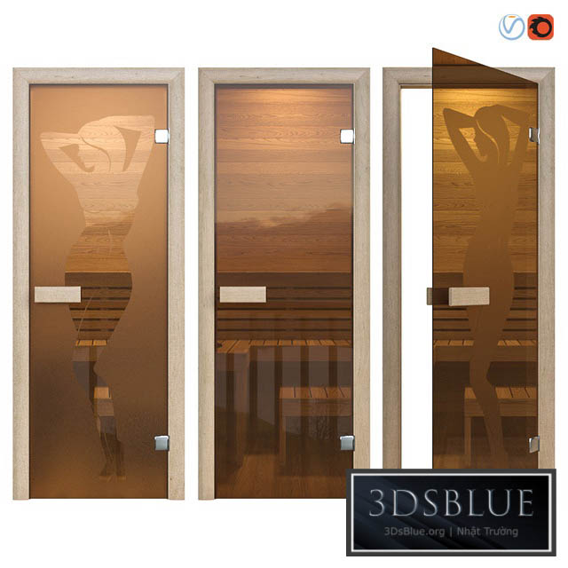 Door glass for a sauna of Sauna wood 3DS Max - thumbnail 3