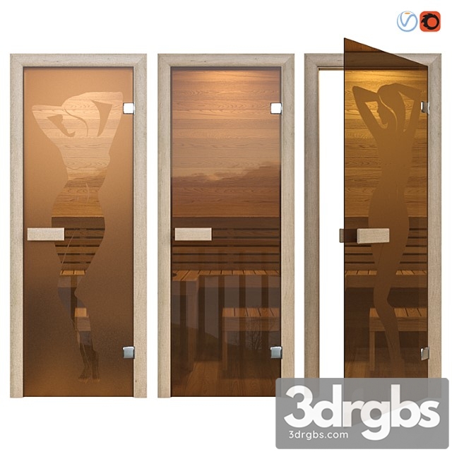 Door glass for a sauna of sauna wood 3dsmax Download - thumbnail 1