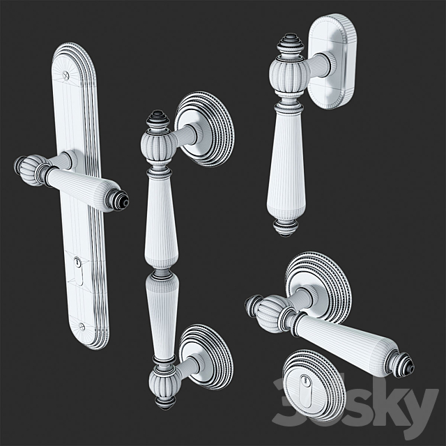 Door Handle Set Fimet Michelle 106P Flower 3DS Max Model - thumbnail 3