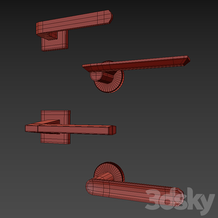 Door handles COLOMBO 3DS Max - thumbnail 2