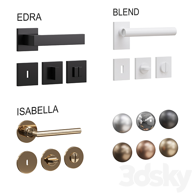 Door handles DND _Edra Isabella Blend_ 3ds Max - thumbnail 2