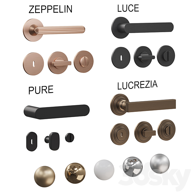 Door handles DND _Zeppelin Luce Pure Lucrezia_ 3ds Max - thumbnail 2