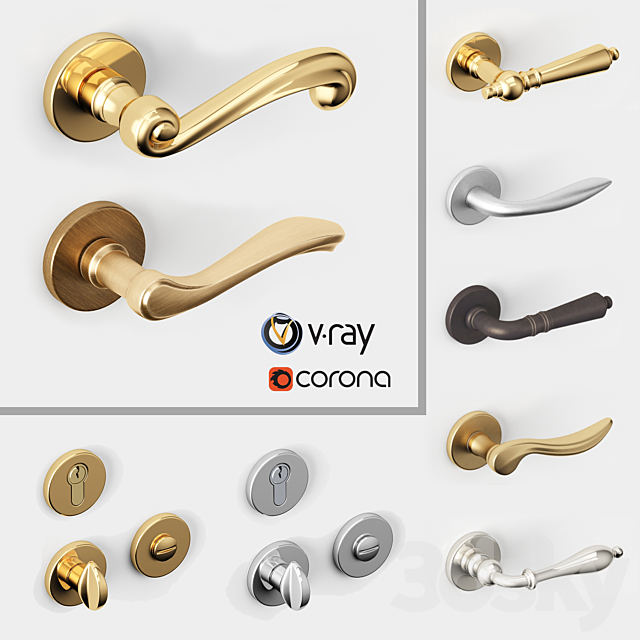 Door handles MARTINELLI 3ds Max - thumbnail 1