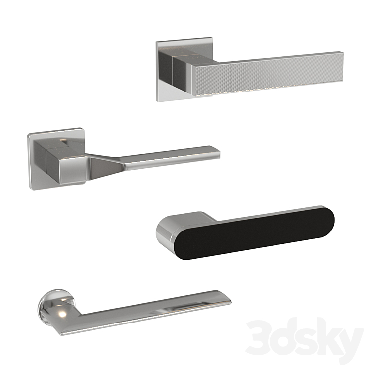 Door handles OLIVARI 3DS Max - thumbnail 1