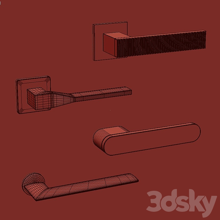 Door handles OLIVARI 3DS Max - thumbnail 2