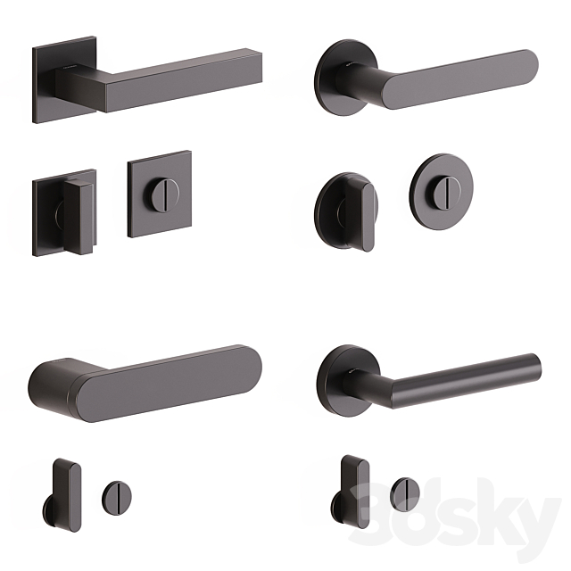 Door handles Olivari set 1 3ds Max - thumbnail 1