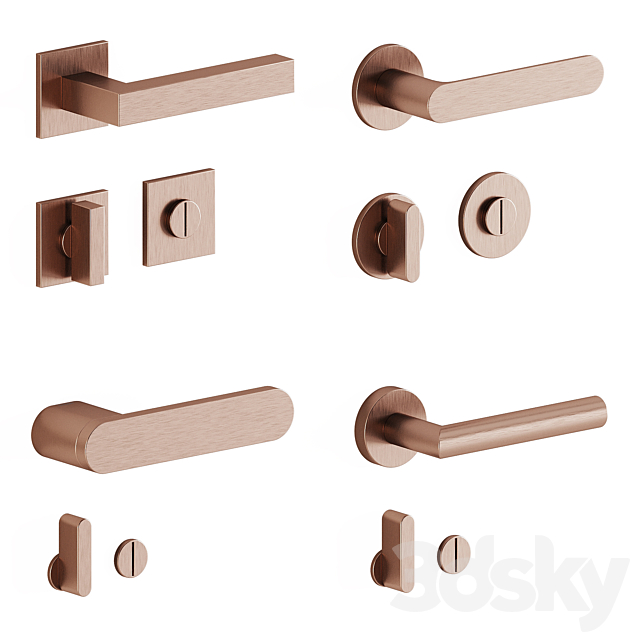 Door handles Olivari set 1 3ds Max - thumbnail 2