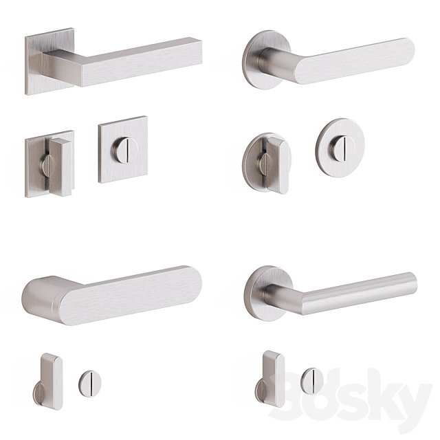 Door handles Olivari set 1 3ds Max - thumbnail 3