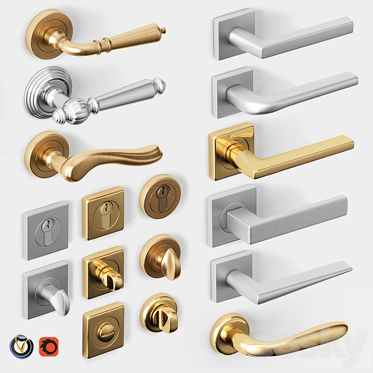 Door handles Pasini Fimet Colombo 3DS Max - thumbnail 1