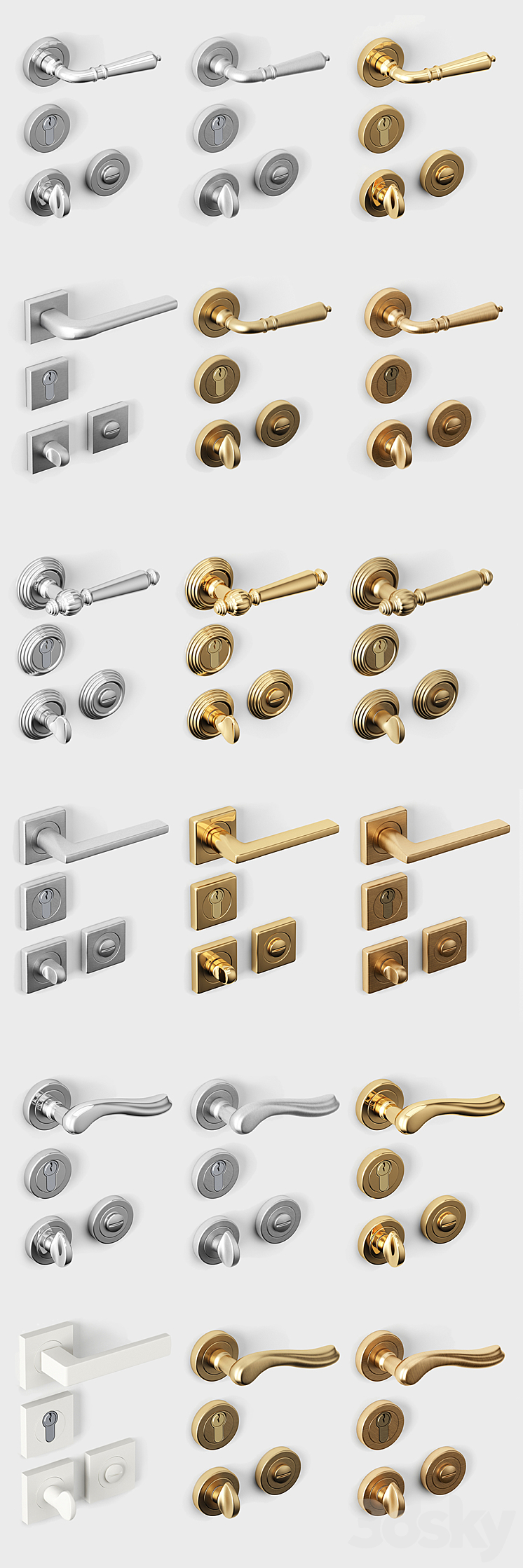 Door handles Pasini Fimet Colombo 3DS Max - thumbnail 2