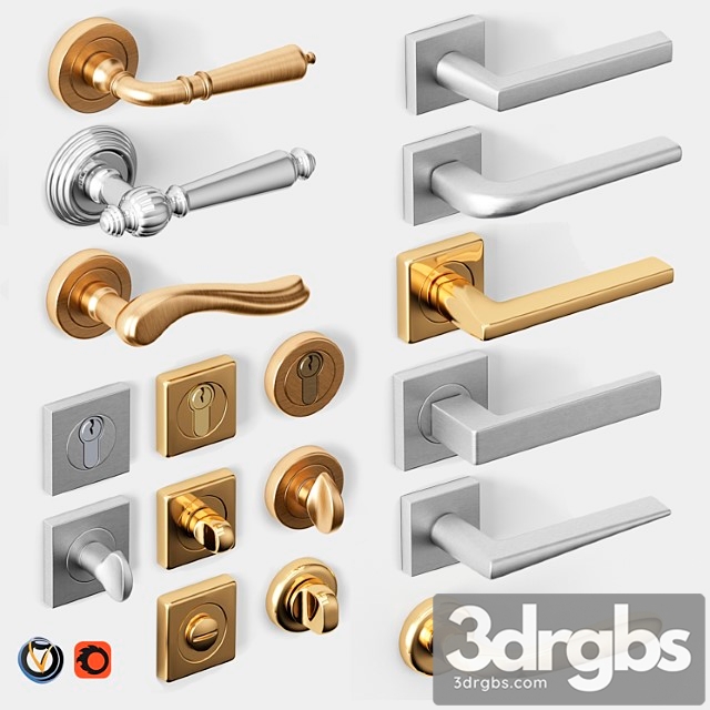 Door handles pasini fimet colombo 3dsmax Download - thumbnail 1