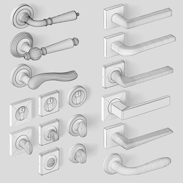 Door handles Pasini. Fimet. Colombo 3DSMax File - thumbnail 3