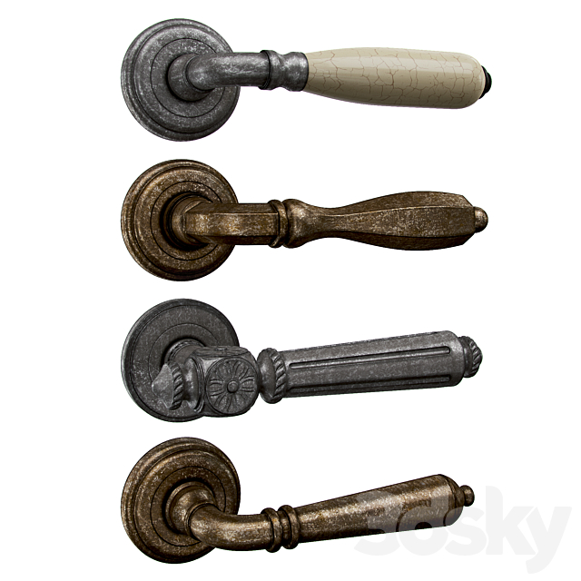 Door handles Rossi 3DS Max Model - thumbnail 2