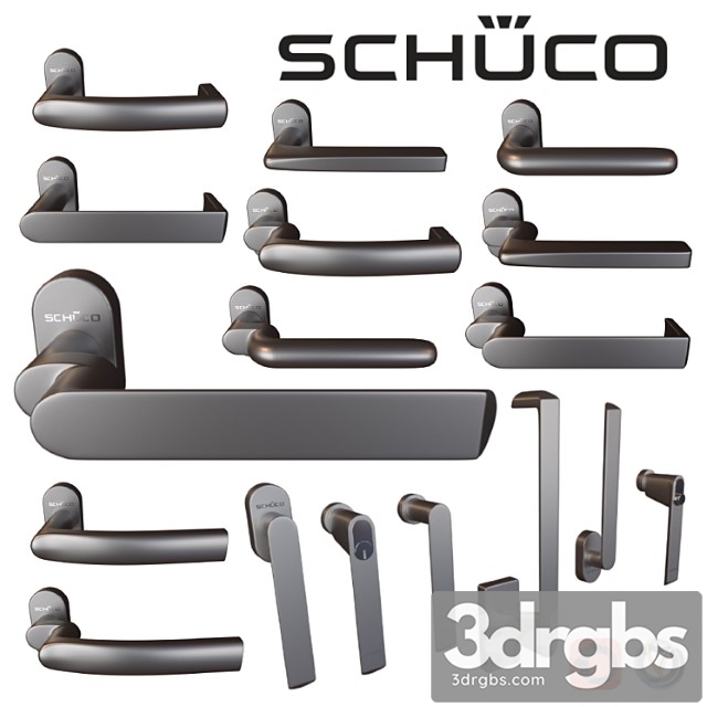 Door Knobs 14 Pcs Window 6 Pcs Schuco 3dsmax Download - thumbnail 1