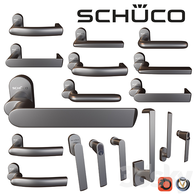 Door knobs (14 pcs). window (6 pcs) Schuco 3DSMax File - thumbnail 1