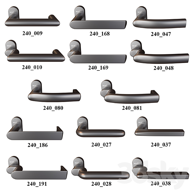 Door knobs (14 pcs). window (6 pcs) Schuco 3DSMax File - thumbnail 2