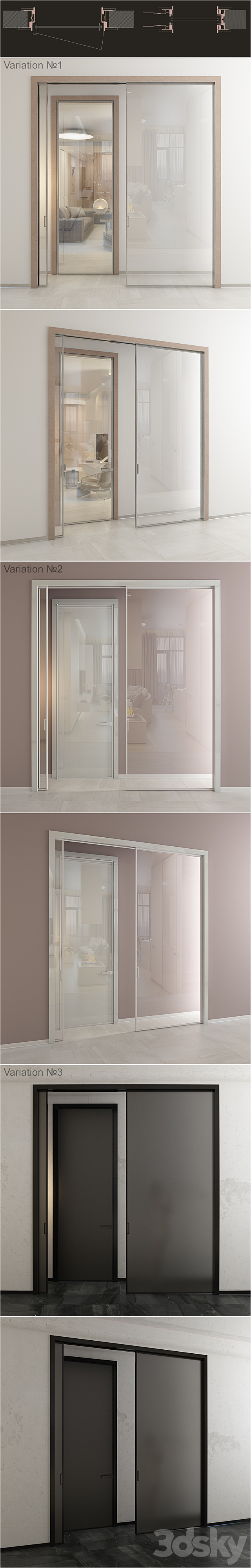 Doors – ADL Adielle – Mitika_2 – 3 variations 3DS Max Model - thumbnail 2