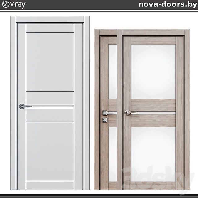 Doors Dominica (eco-blanket) 600 oak smoky. 3DSMax File - thumbnail 2