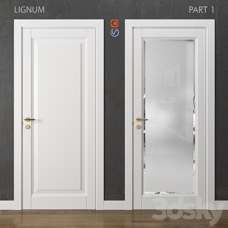 Doors Lignum Volkhovets part 1 white 3DS Max - thumbnail 1