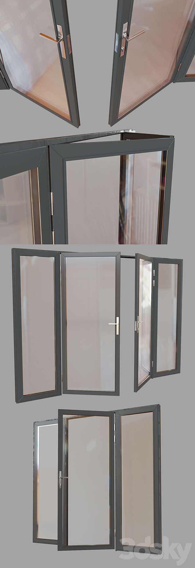 Doors-partition profile metal plastic-glass 3ds Max - thumbnail 2