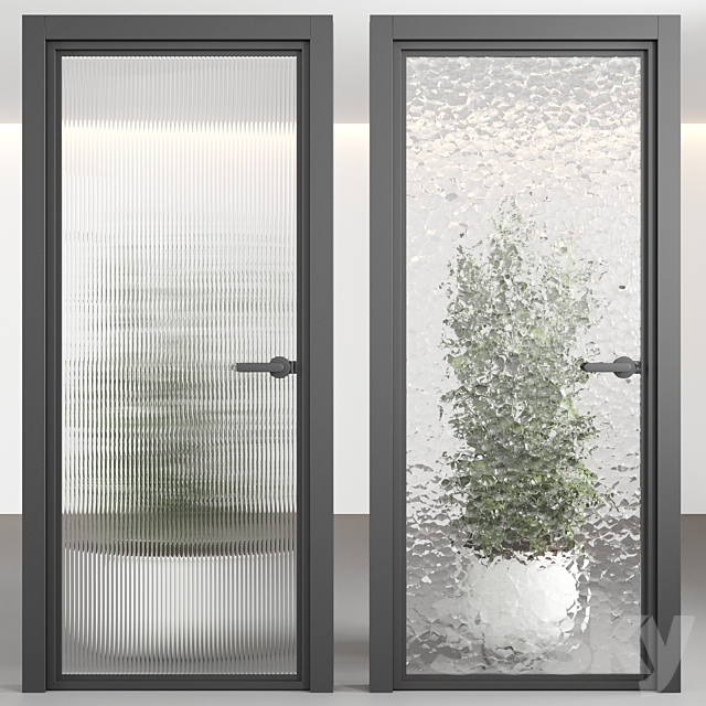 Doors with embossed glass 3ds Max - thumbnail 3