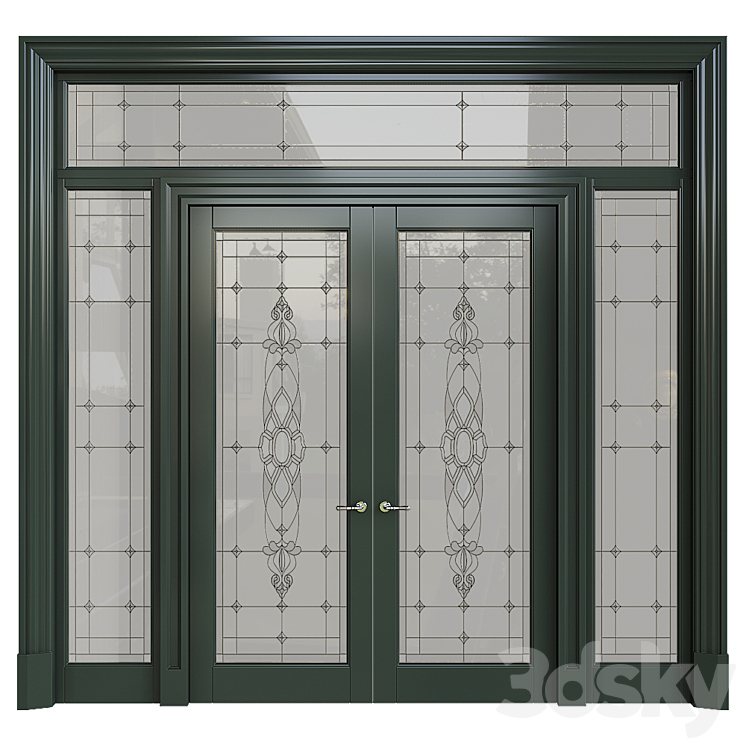 Doors with stained glass 3DS Max - thumbnail 1