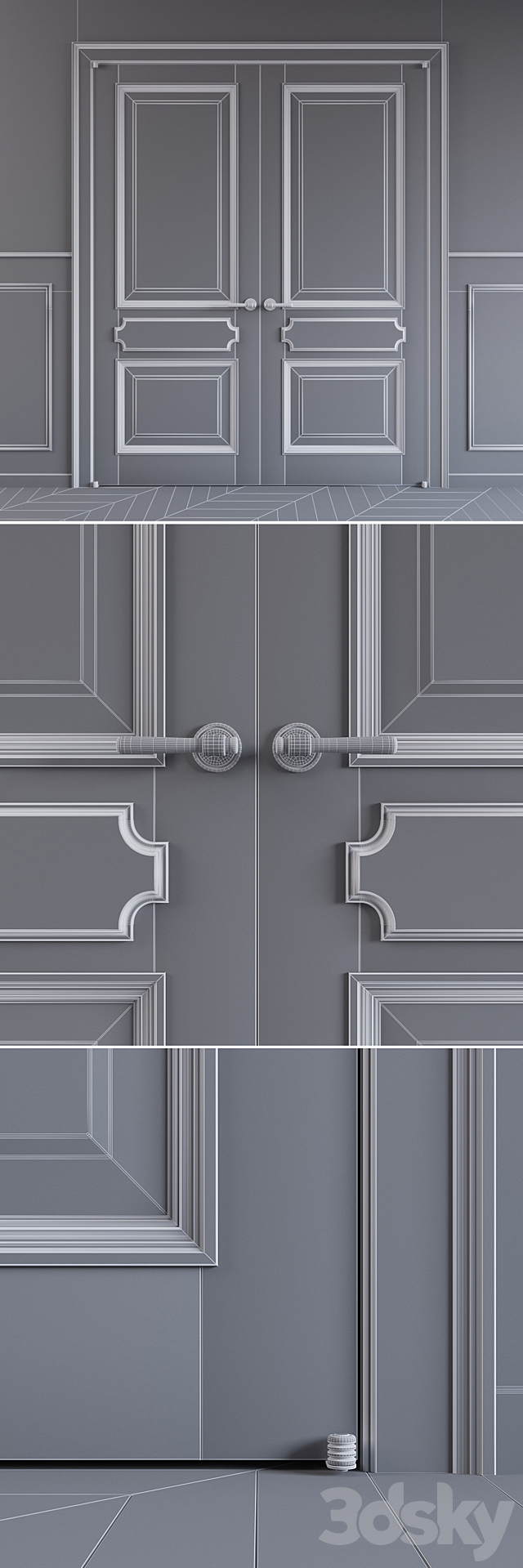 Doors_White_Classic 3DS Max Model - thumbnail 3