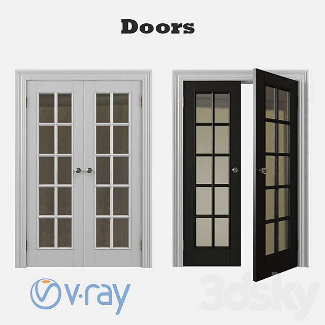 Double door 3DS Max Model - thumbnail 1