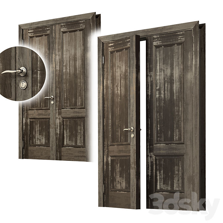 Double door vintage classic 3DS Max - thumbnail 1