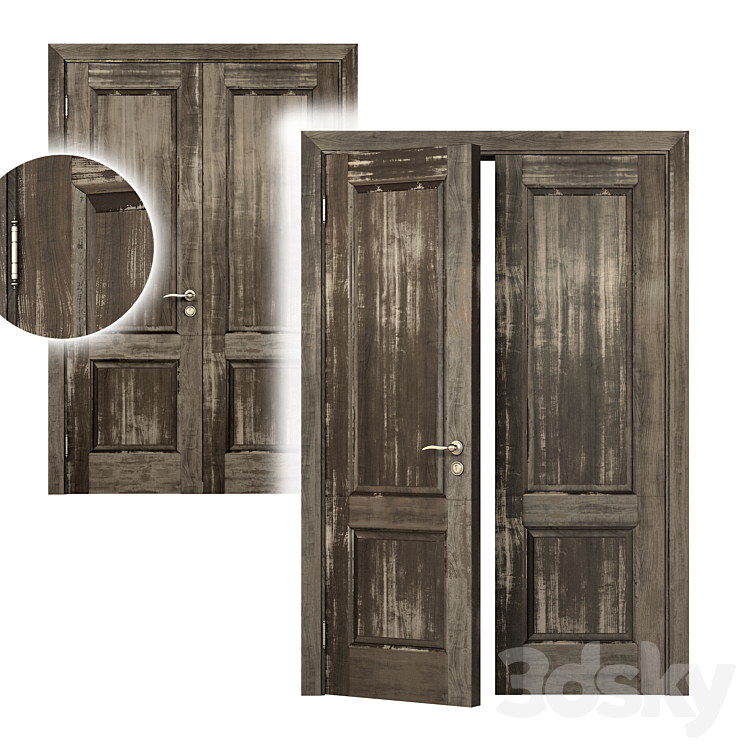 Double door vintage classic 3DS Max - thumbnail 2