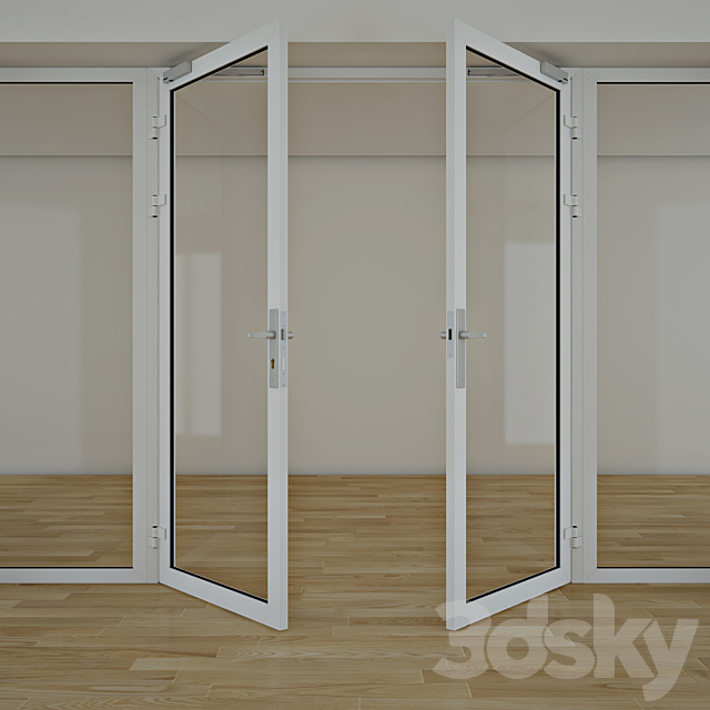 Double glass doors 3DS Max Model - thumbnail 2