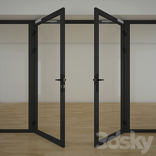 Double glass doors 3DS Max Model - thumbnail 3