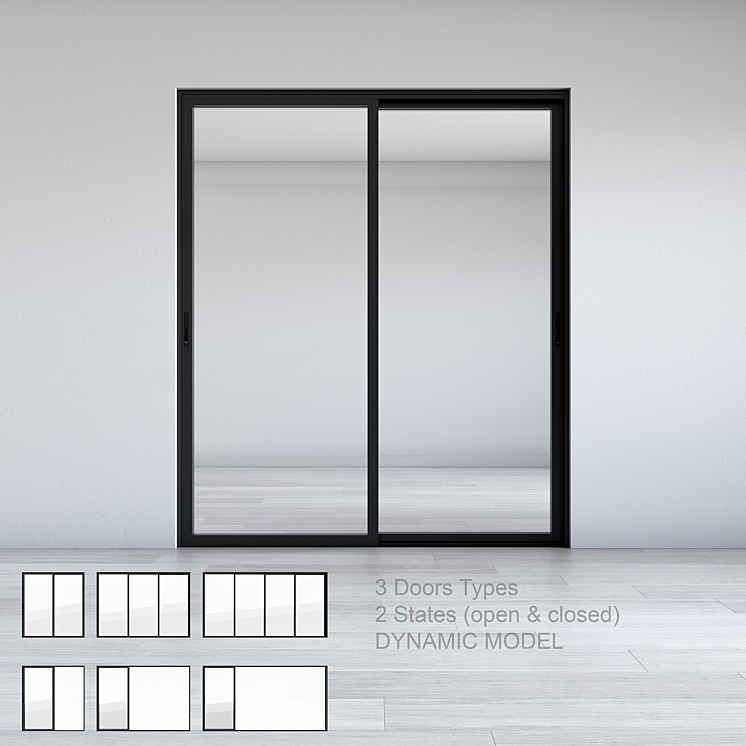 Dynamic Sliding Doors Set 01 3DS Max - thumbnail 1