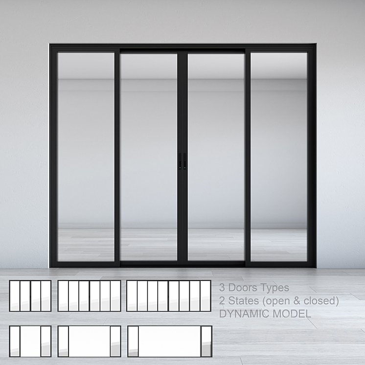 Dynamic Sliding Doors Set 02 3DS Max - thumbnail 1