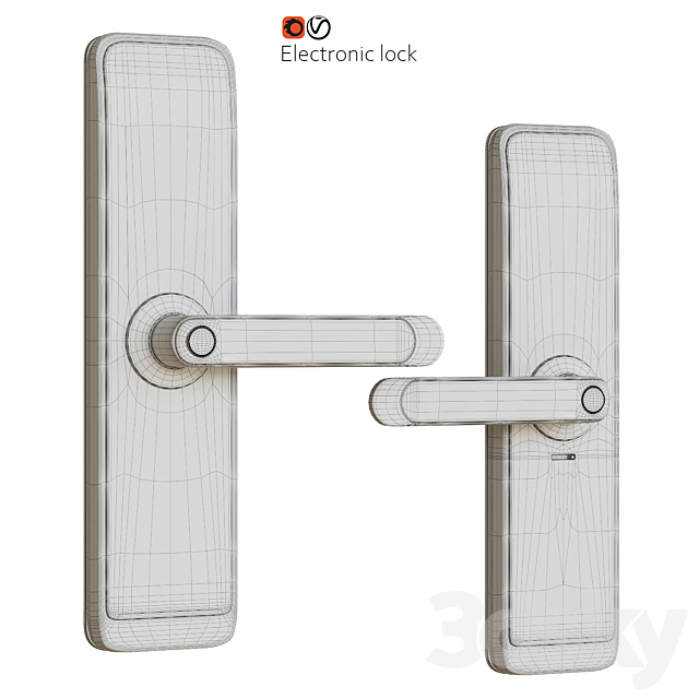 Electronic door handle lock 3DS Max Model - thumbnail 5