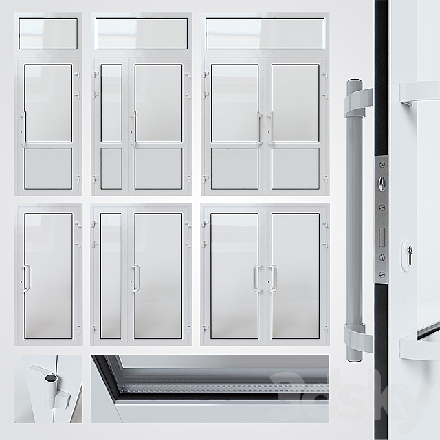 Entrance aluminum door 3DSMax File - thumbnail 1