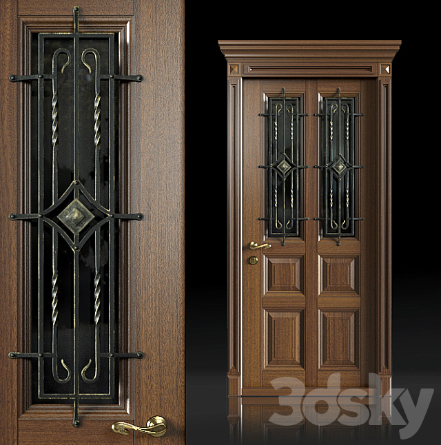 Entrance door with wrought-iron grille 3DSMax File - thumbnail 1