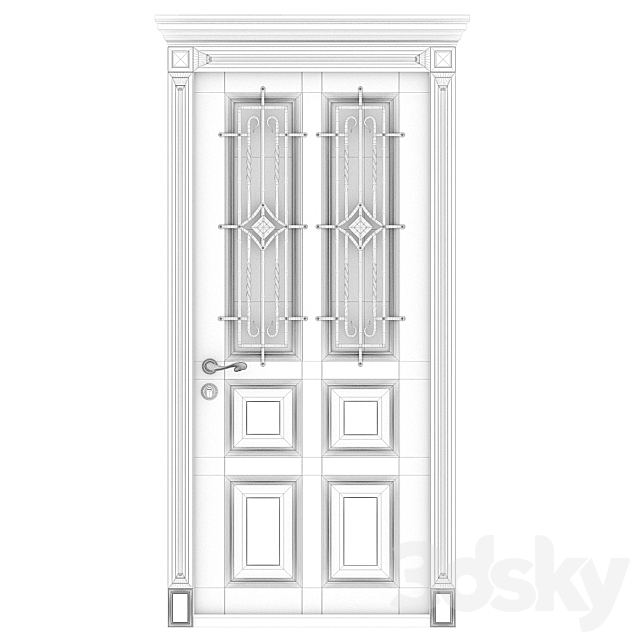 Entrance door with wrought-iron grille 3DSMax File - thumbnail 3