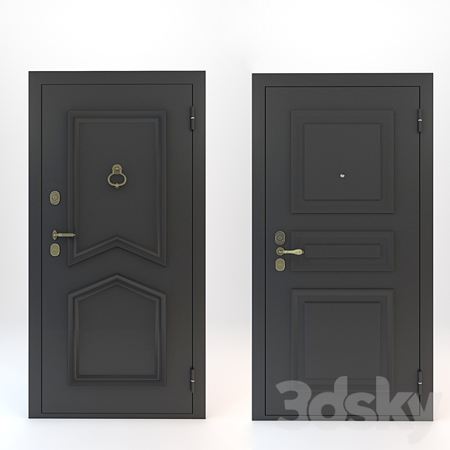 Entrance doors with decorative overlays 3DSMax File - thumbnail 1