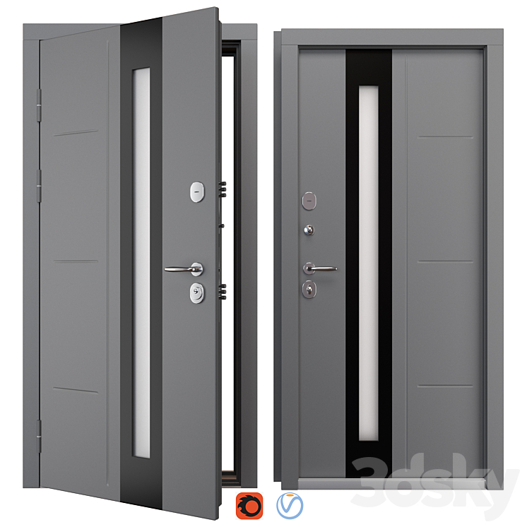 Entrance metal door Asti (Bear) 3DS Max Model - thumbnail 3