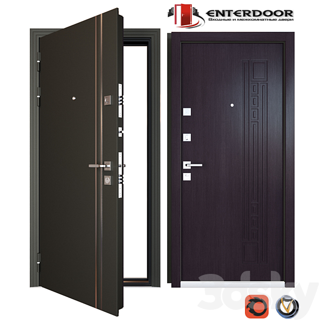 Entrance metal door EnterDoor KvadroLine 3ds Max - thumbnail 1