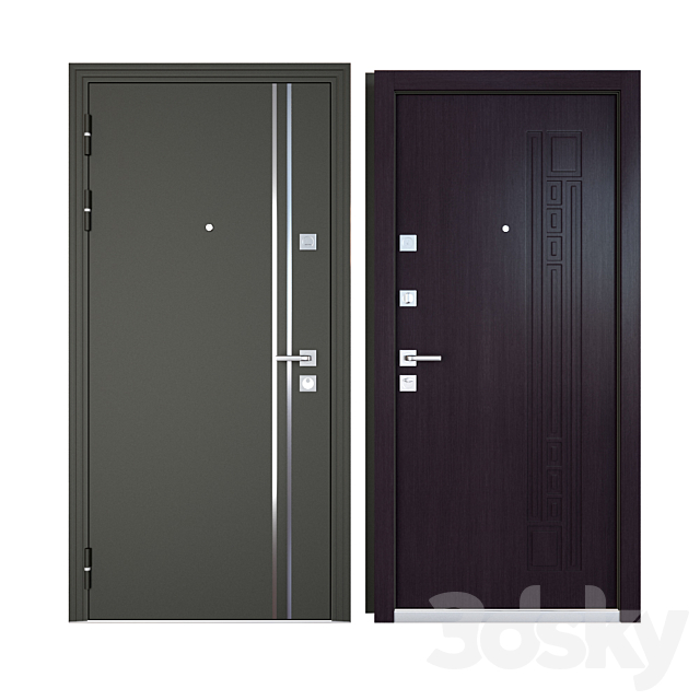 Entrance metal door EnterDoor KvadroLine 3ds Max - thumbnail 3